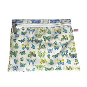LeSportsac Butterfly Print Zip Pouch Cosmetic Bag Made in USA 80’s vintage